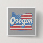 Retro Stars & Stripes Oregon Silhouet Vierkante Button 5,1 Cm (Voorkant)