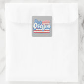 Retro Stars & Stripes Oregon Silhouet Vierkante Sticker (Tas)