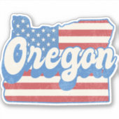 Retro Stars & Stripes Oregon Silhouette Decal Sticker (Voorkant)
