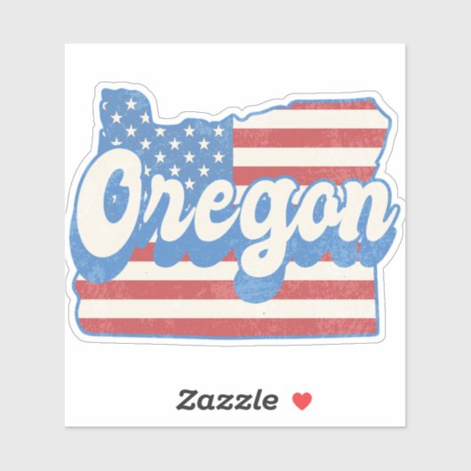 Retro Stars & Stripes Oregon Silhouette Decal Sticker (Vel)
