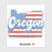 Retro Stars & Stripes Oregon Silhouette Sticker (Vel)