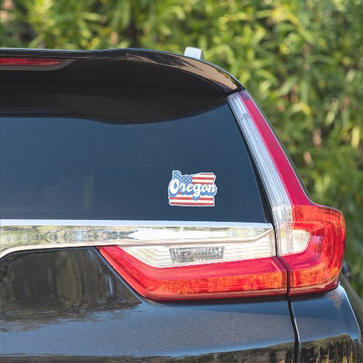 Retro Stars & Stripes Oregon Silhouette Sticker (Auto Zijkant)
