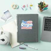 Retro Stars & Stripes Oregon Silhouette Sticker (iPad Cover)