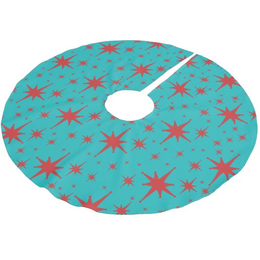 Retro  Stars Turquoise en Red Kerstboom Rok (Gekanteld)