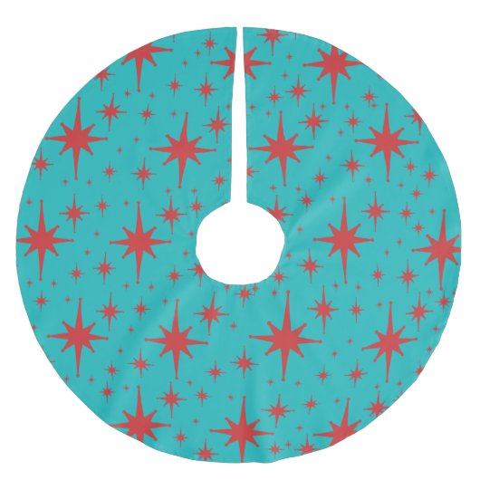 Retro Stars Turquoise en Red Kerstboom Rok (Voorkant)