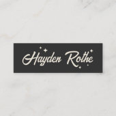 Retro Stars Typografie Zwart Mini Visitekaartje (Voorkant)