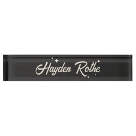 Retro Stars Typografie Zwart Naambordje