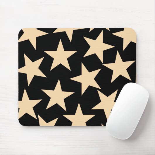 Retro Stars Y2K Pattern with Black Background Muismat (Met muis)