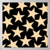 Retro Stars Y2K Pattern with Black Background Poster (Voorkant)