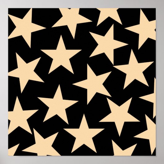Retro Stars Y2K Pattern with Black Background Poster (Voorkant)