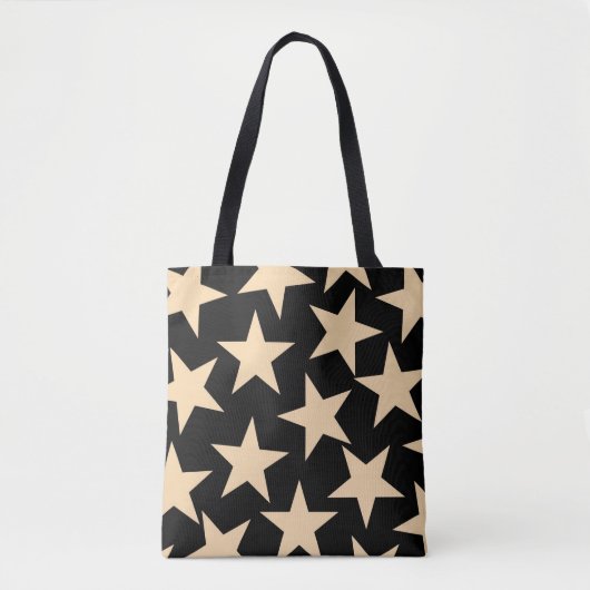 Retro Stars Y2K Pattern with Black Background Tote Bag (Voorkant)