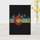 Retro State Flag Colorado Rocky Mountains Skiing A Kaart (Gele Bloem)