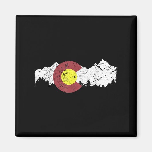 Retro State Flag Colorado Rocky Mountains Skiing A Magneet (Voorkant)