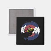 Retro State Flag Colorado Rocky Mountains Skiing A Magneet (Voorkant / Achterkant)