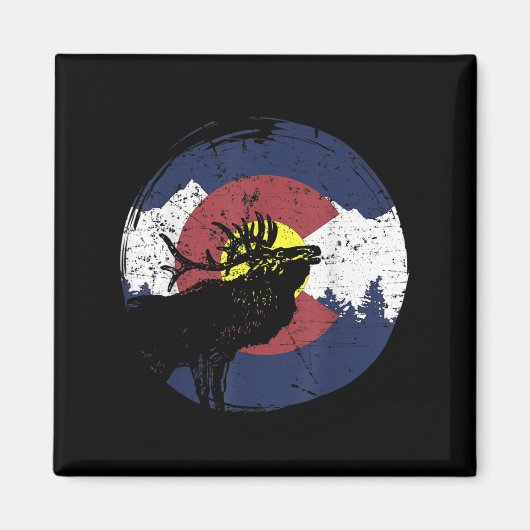 Retro State Flag Colorado Rocky Mountains Skiing A Magneet (Voorkant)