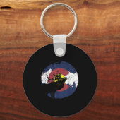 Retro State Flag Colorado Rocky Mountains Skiing A Sleutelhanger (Voorkant)