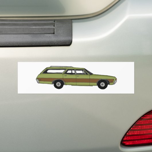 retro station wagon bumpersticker (Op auto)