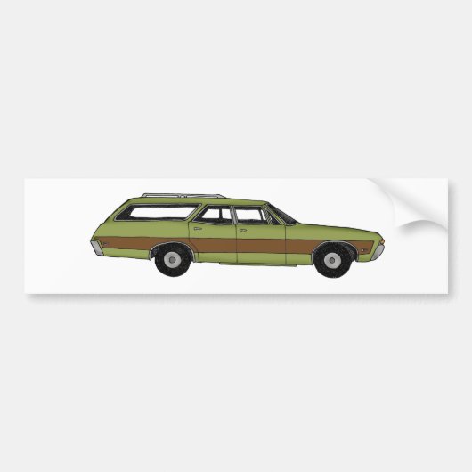 retro station wagon bumpersticker (Voorkant)