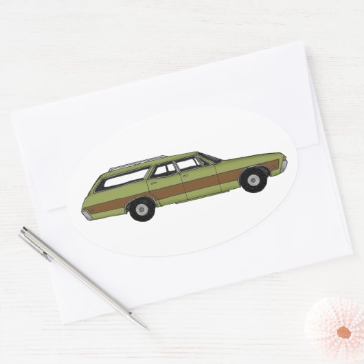 retro station wagon ovale sticker (Envelop)