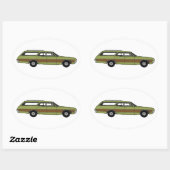retro station wagon ovale sticker (Vel)