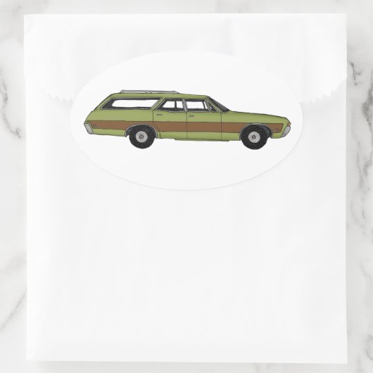 retro station wagon ovale sticker (Tas)