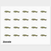 retro station wagon ronde sticker (Vel)
