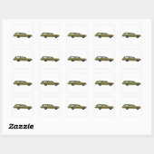 retro station wagon vierkante sticker (Vel)
