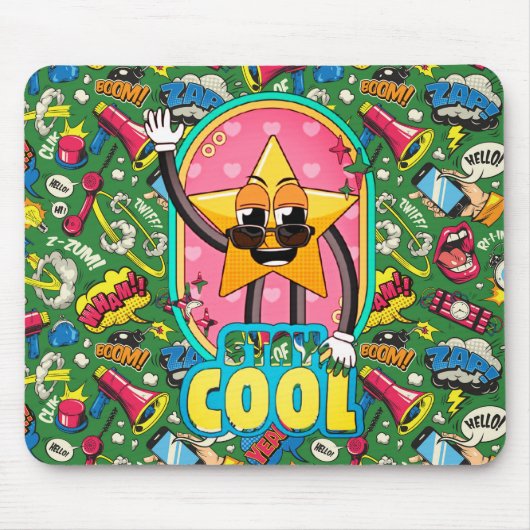 Retro Stay Cool Star Pop Art Muismat (Voorkant)