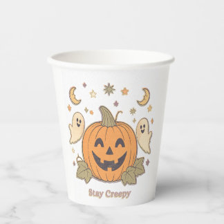 Retro Stay Griezelige Pompoen & Lieve Geesten Hall Papieren Bekers