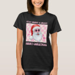 Retro Stay Groovy Bright Christmas Schattige Santa T-shirt<br><div class="desc">Retro Stay Groovy Bright Christmas Schattige Santa Pink Checker</div>