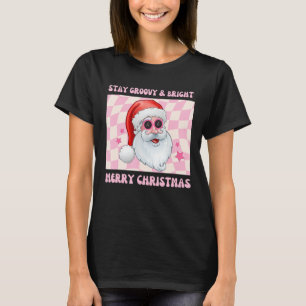 Retro Stay Groovy Bright Christmas Schattige Santa T-shirt