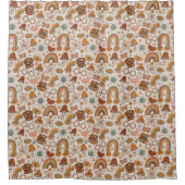Retro Stay Groovy Peace and Love Curtain Rusty Douchegordijn (Voorkant)