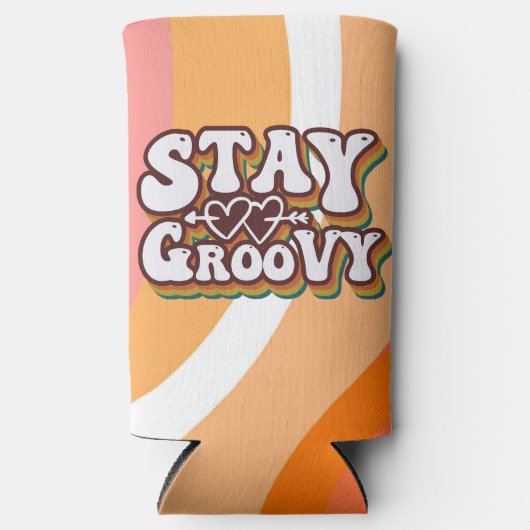 Retro Stay Groovy Seltzer Blikjeskoeler (Voorkant)