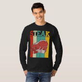 Retro Steak Raw Steak Meat Food Beef Cow Grilling T-shirt (Voorkant volledig)