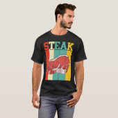 Retro Steak Raw Steak Vat Koe Rooster T-shirt (Voorkant volledig)
