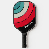 Retro Stealth Cirkel Streep met Naam Pickleball Paddle (Achterkant)