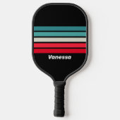 Retro Stealth Over Gestreepte met Naam Pickleball Paddle (Achterkant)