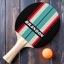 Retro Stealth Regenboog Bord Strepen met Naam Tafeltennisbatje