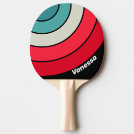 Retro Stealth Regenboog Cirkel Streep met Naam Tafeltennisbatje