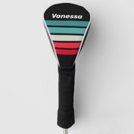 Retro Stealth Regenboog Dwars Strepen met Naam Golfheadcover