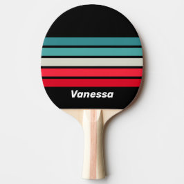 Retro Stealth Regenboog Dwars Strepen met Naam Tafeltennisbatje