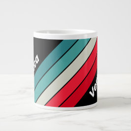 Retro Stealth Regenboog Gestreept met Naam Grote Koffiekop