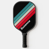 Retro Stealth Regenboog met Naam Pickleball Paddle (Voorkant)