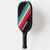 Retro Stealth Regenboog met Naam Pickleball Paddle (Links)