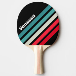Retro Stealth Regenboog Schuin Strepen met Naam Tafeltennisbatje