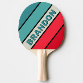 Retro Stealth Regenboog Vet Gestreepte met Naam Tafeltennisbatje