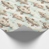 Retro Steampunk Blimp Cadeaupapier (Hoek)