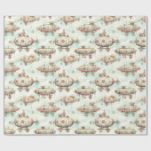 Retro Steampunk Blimp Cadeaupapier (Vlak)