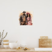 Retro Steampunk Elegantie Distinguished Couple AR Poster (Keuken)
