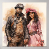 Retro Steampunk Elegantie Distinguished Couple AR Poster (Voorkant)